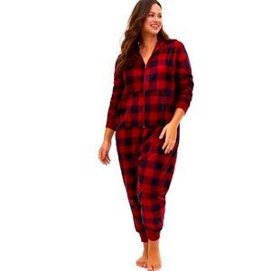 Fleece Hooded Back Flap Lounge Onesie